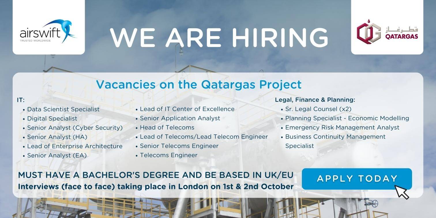 Jobs on the Qatargas Project Airswift Workforce Solutions